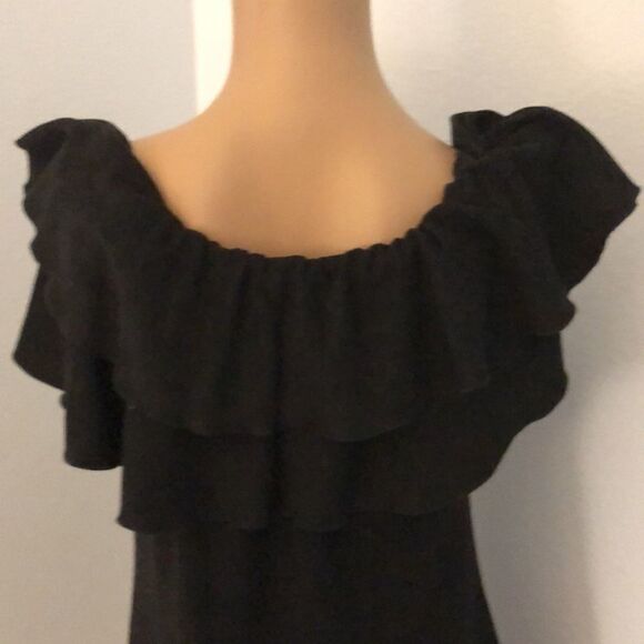 SZL Julie Brown NYC SELENA Night Out Dress w Ruffle Neckline in Black Color - Picture 3 of 10